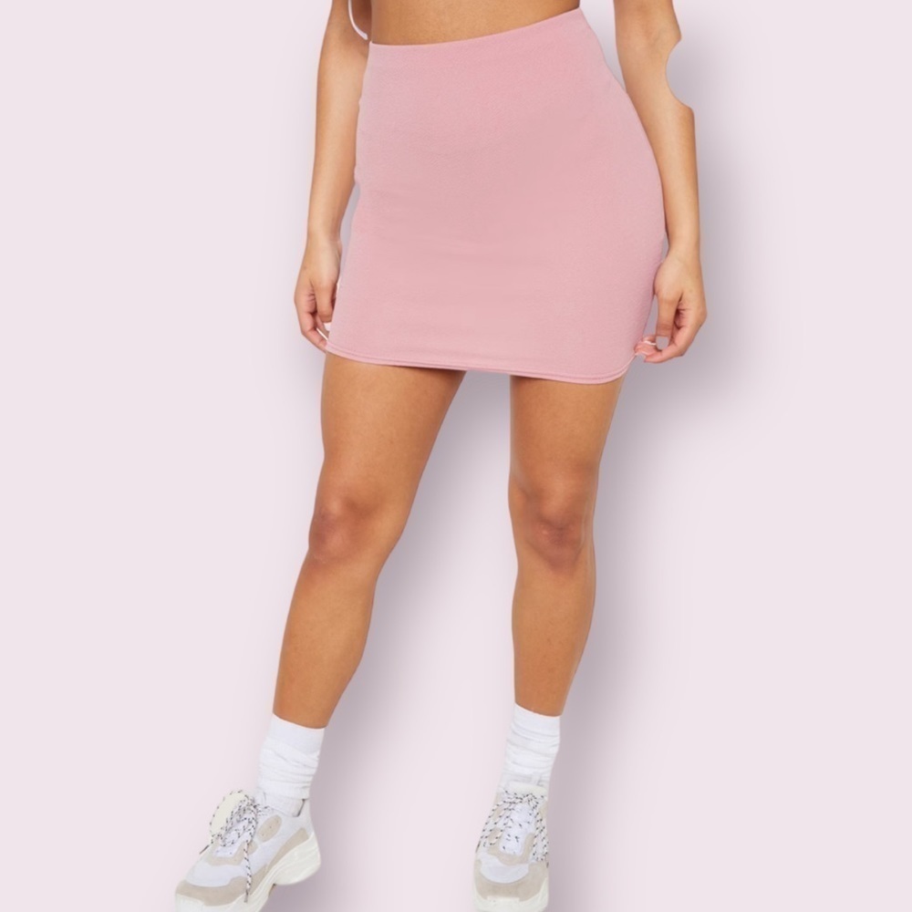 NWT PrettyLittleThing Pink High Waist Mini Skirt Size 8